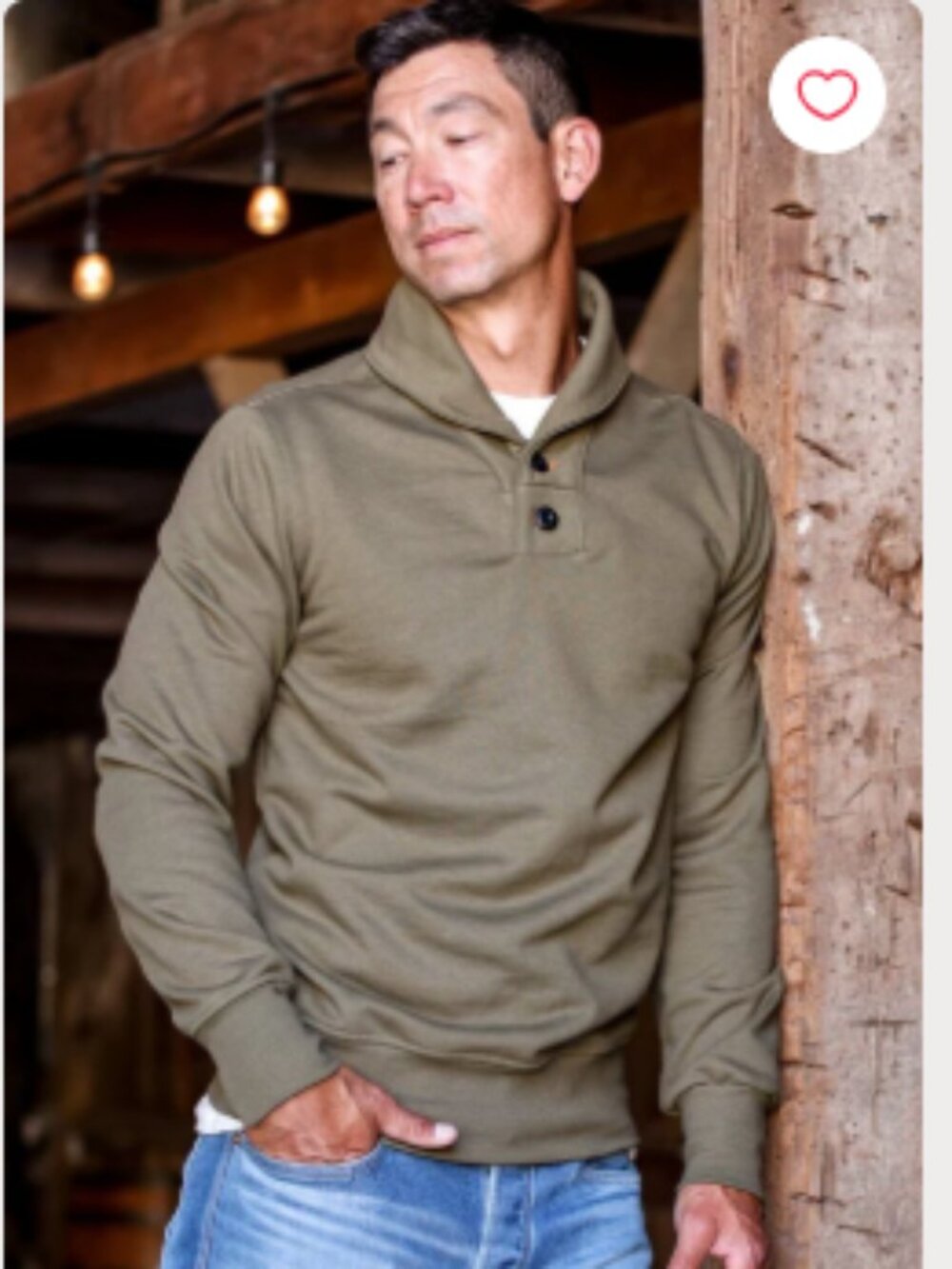 Wies Made Bodega Shawl Pullover Olive Green Extra Large XL